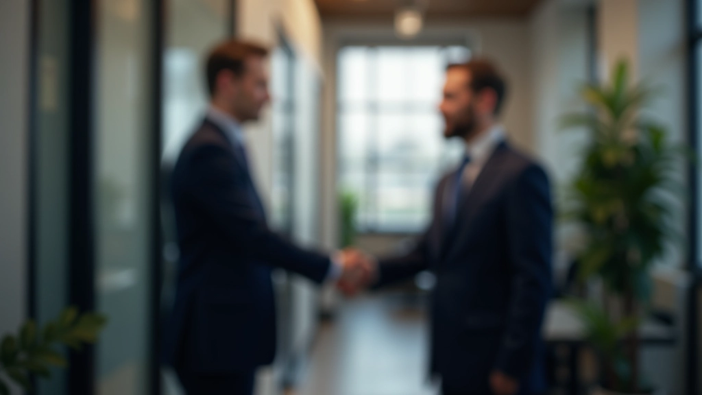 Twee professionals die elkaar hand schudden in een kantoor omgeving, portret van borst naar boven, professionele sfeer, helder licht, scherp beeld, GEEN tekst, GEEN watermerken